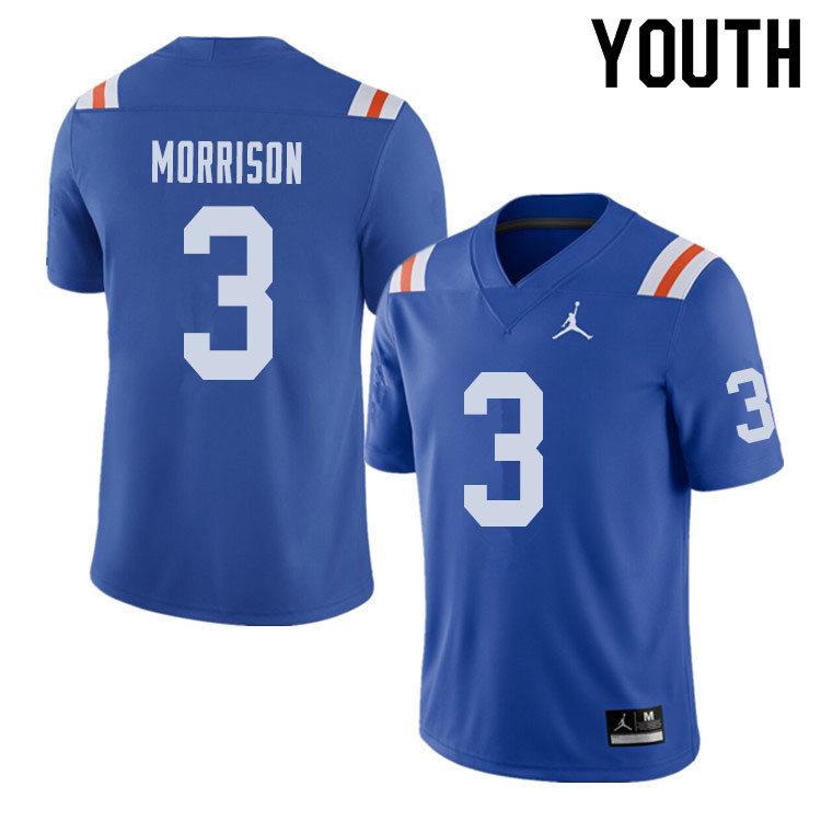 Jordan Brand Youth #3 Antonio Morrison Florida Gators Throwback Alternate College Football Jerseys S